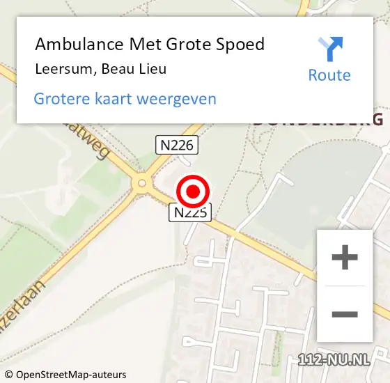 Locatie op kaart van de 112 melding: Ambulance Met Grote Spoed Naar Leersum, Beau Lieu op 21 maart 2016 02:24