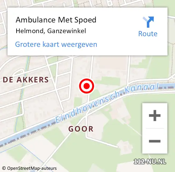 Locatie op kaart van de 112 melding: Ambulance Met Spoed Naar Helmond, Ganzewinkel op 21 maart 2016 04:06