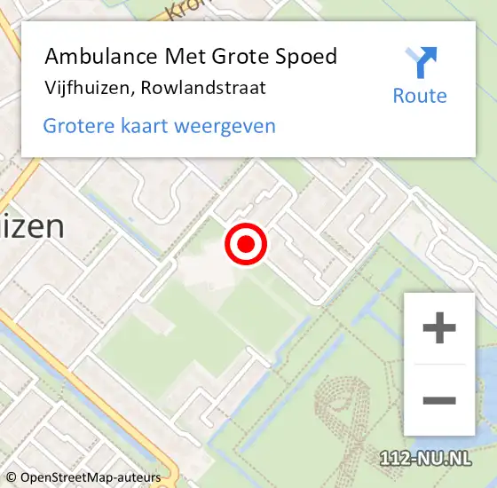 Locatie op kaart van de 112 melding: Ambulance Met Grote Spoed Naar Vijfhuizen, Rowlandstraat op 21 maart 2016 06:43