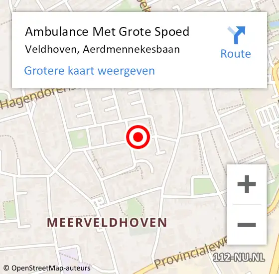 Locatie op kaart van de 112 melding: Ambulance Met Grote Spoed Naar Veldhoven, Aerdmennekesbaan op 21 maart 2016 06:45