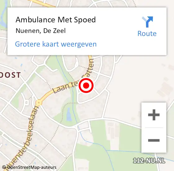 Locatie op kaart van de 112 melding: Ambulance Met Spoed Naar Nuenen, De Zeel op 21 maart 2016 09:18