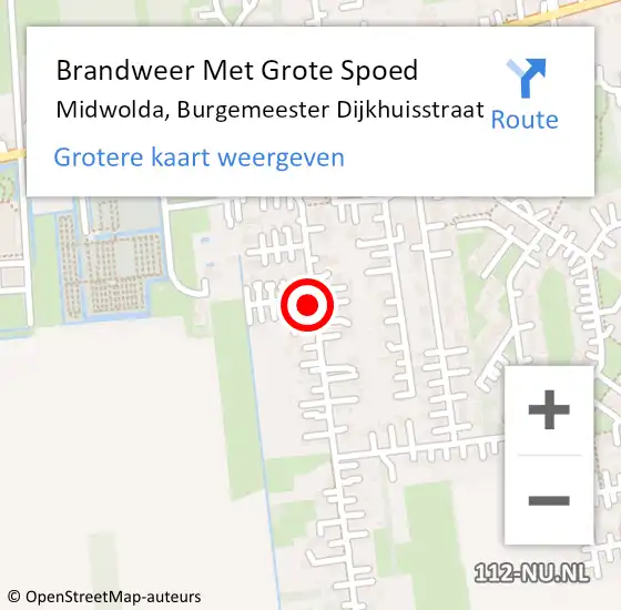 Locatie op kaart van de 112 melding: Brandweer Met Grote Spoed Naar Midwolda, Burgemeester Dijkhuisstraat op 21 maart 2016 09:46