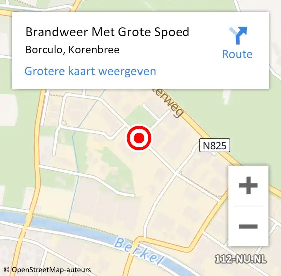 Locatie op kaart van de 112 melding: Brandweer Met Grote Spoed Naar Borculo, Korenbree op 21 maart 2016 09:52