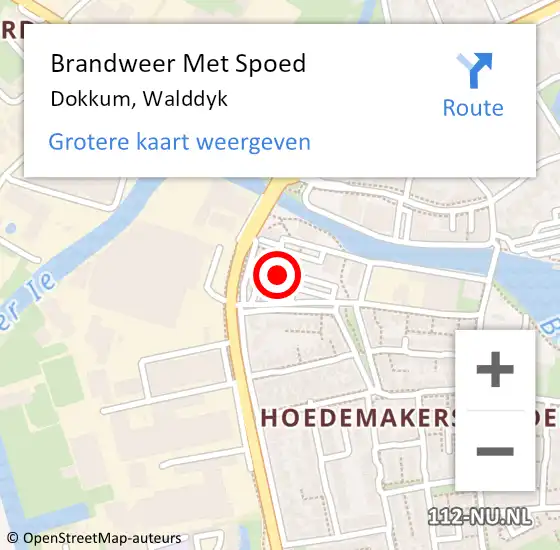 Locatie op kaart van de 112 melding: Brandweer Met Spoed Naar Dokkum, Walddyk op 21 maart 2016 10:43