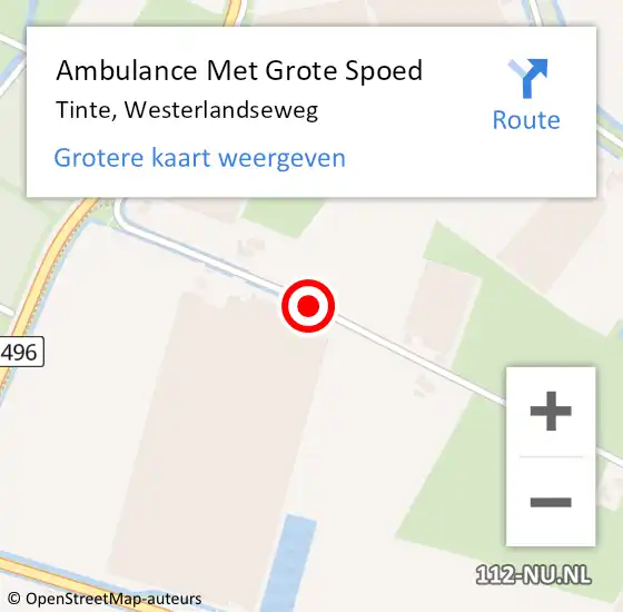 Locatie op kaart van de 112 melding: Ambulance Met Grote Spoed Naar Tinte, Westerlandseweg op 21 maart 2016 11:09