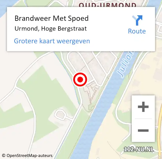 Locatie op kaart van de 112 melding: Brandweer Met Spoed Naar Urmond, Hoge Bergstraat op 21 maart 2016 11:10