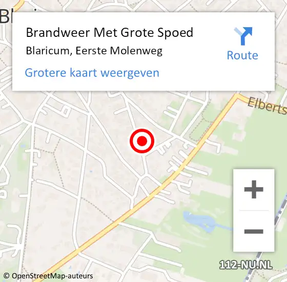 Locatie op kaart van de 112 melding: Brandweer Met Grote Spoed Naar Blaricum, Eerste Molenweg op 21 maart 2016 11:12