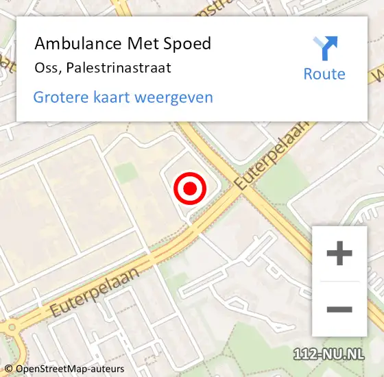 Locatie op kaart van de 112 melding: Ambulance Met Spoed Naar Oss, Palestrinastraat op 21 maart 2016 11:46