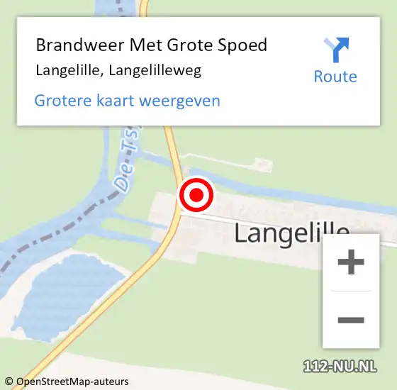Locatie op kaart van de 112 melding: Brandweer Met Grote Spoed Naar Langelille, Langelilleweg op 21 maart 2016 12:57