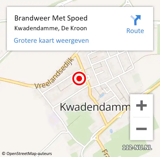 Locatie op kaart van de 112 melding: Brandweer Met Spoed Naar Kwadendamme, De Kroon op 21 maart 2016 13:04