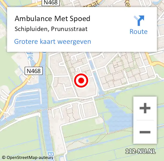 Locatie op kaart van de 112 melding: Ambulance Met Spoed Naar Schipluiden, Prunusstraat op 21 maart 2016 13:45