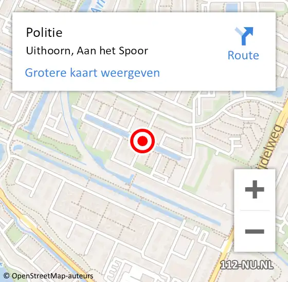 Locatie op kaart van de 112 melding: Politie Uithoorn, Aan het Spoor op 21 maart 2016 15:04