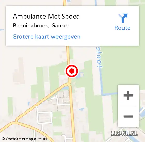 Locatie op kaart van de 112 melding: Ambulance Met Spoed Naar Benningbroek, Ganker op 21 maart 2016 15:40