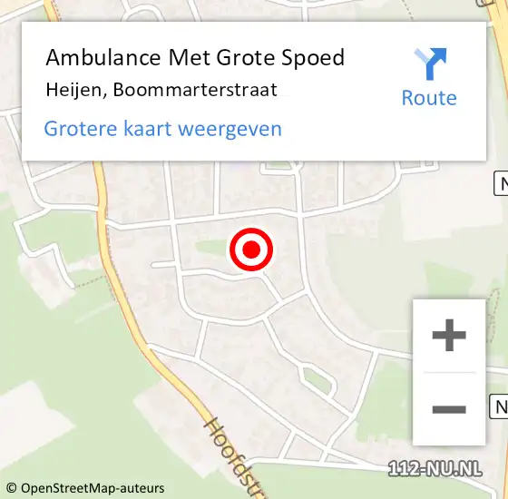 Locatie op kaart van de 112 melding: Ambulance Met Grote Spoed Naar Heijen, Boommarterstraat op 9 december 2013 15:56