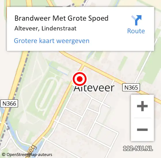 Locatie op kaart van de 112 melding: Brandweer Met Grote Spoed Naar Alteveer, Lindenstraat op 21 maart 2016 16:02