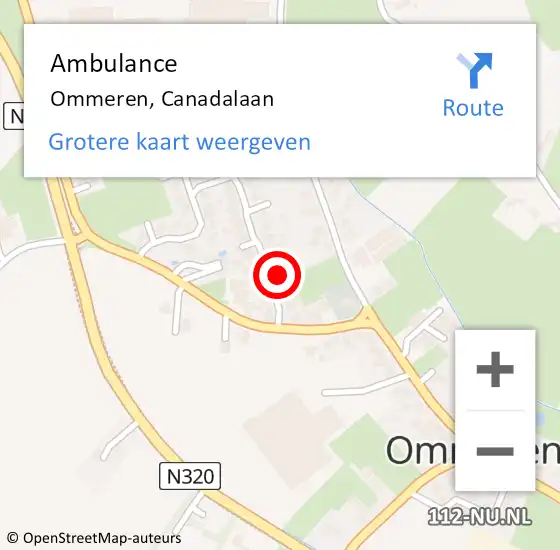 Locatie op kaart van de 112 melding: Ambulance Ommeren, Canadalaan op 21 maart 2016 17:02