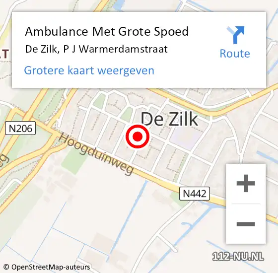 Locatie op kaart van de 112 melding: Ambulance Met Grote Spoed Naar De Zilk, P J Warmerdamstraat op 21 maart 2016 17:22