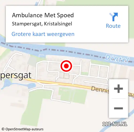 Locatie op kaart van de 112 melding: Ambulance Met Spoed Naar Stampersgat, Kristalsingel op 21 maart 2016 18:09