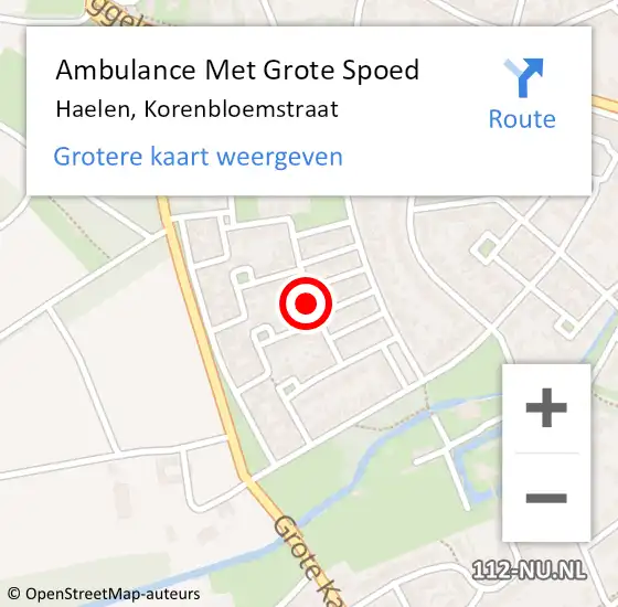 Locatie op kaart van de 112 melding: Ambulance Met Grote Spoed Naar Haelen, Korenbloemstraat op 21 maart 2016 18:45