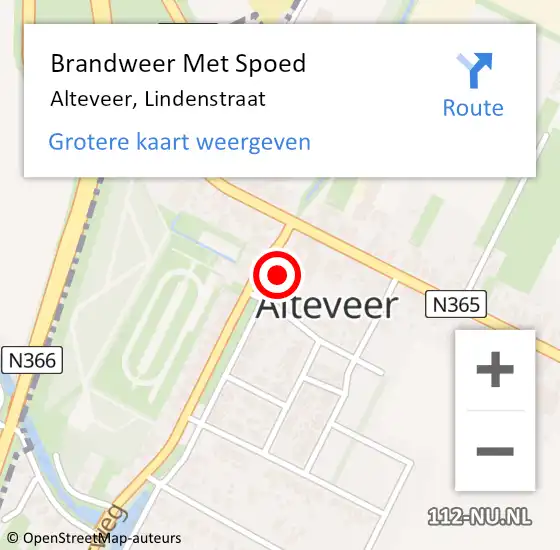 Locatie op kaart van de 112 melding: Brandweer Met Spoed Naar Alteveer, Lindenstraat op 21 maart 2016 18:46