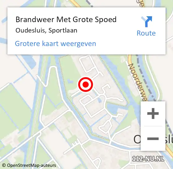 Locatie op kaart van de 112 melding: Brandweer Met Grote Spoed Naar Oudesluis, Sportlaan op 21 maart 2016 18:50