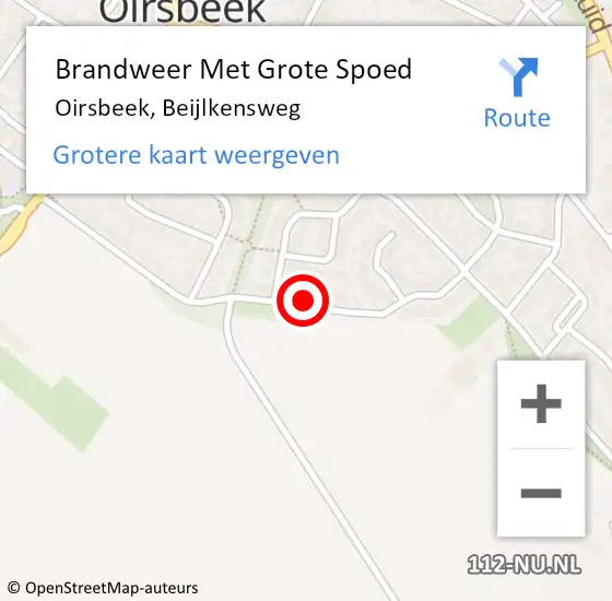 Locatie op kaart van de 112 melding: Brandweer Met Grote Spoed Naar Oirsbeek, Beijlkensweg op 21 maart 2016 19:28