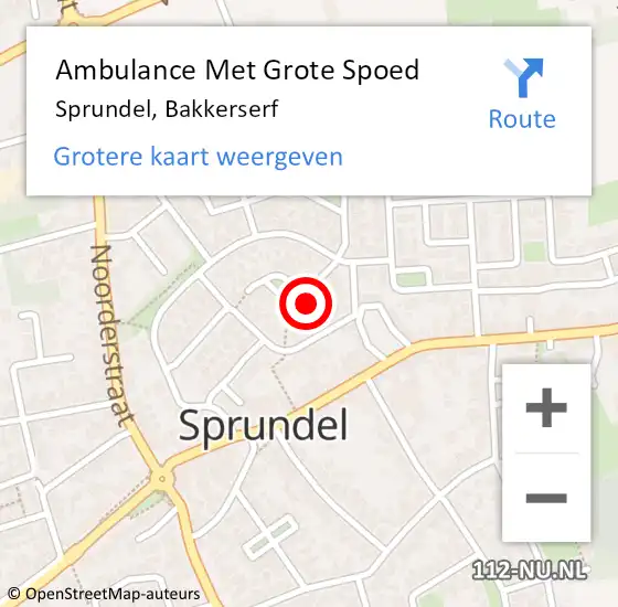 Locatie op kaart van de 112 melding: Ambulance Met Grote Spoed Naar Sprundel, Bakkerserf op 21 maart 2016 19:44