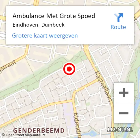 Locatie op kaart van de 112 melding: Ambulance Met Grote Spoed Naar Eindhoven, Duinbeek op 21 maart 2016 20:01