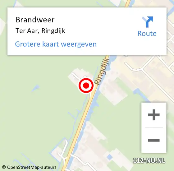 Locatie op kaart van de 112 melding: Brandweer Ter Aar, Ringdijk op 21 maart 2016 20:12