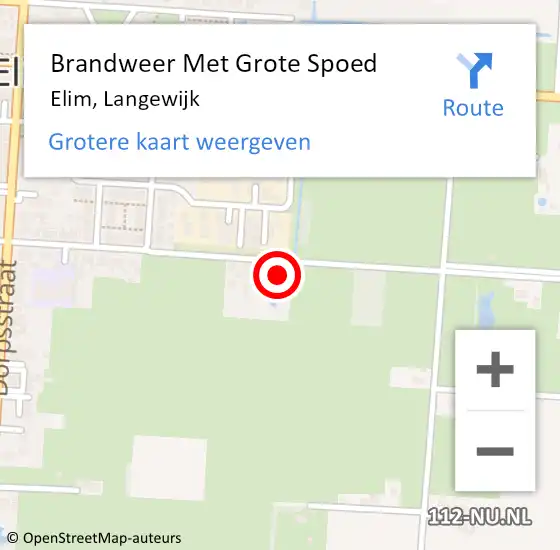 Locatie op kaart van de 112 melding: Brandweer Met Grote Spoed Naar Elim, Langewijk op 21 maart 2016 20:24