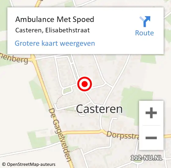 Locatie op kaart van de 112 melding: Ambulance Met Spoed Naar Casteren, Elisabethstraat op 21 maart 2016 22:14