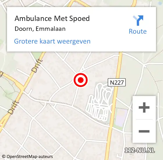 Locatie op kaart van de 112 melding: Ambulance Met Spoed Naar Doorn, Emmalaan op 21 maart 2016 22:33