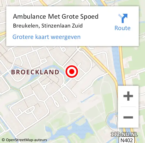 Locatie op kaart van de 112 melding: Ambulance Met Grote Spoed Naar Breukelen, Stinzenlaan Zuid op 22 maart 2016 00:00