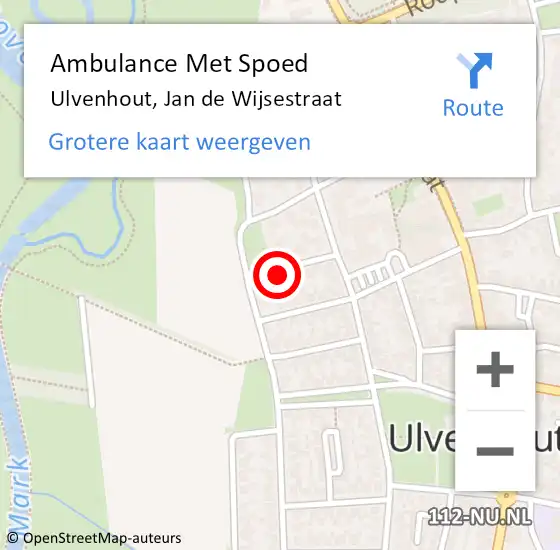 Locatie op kaart van de 112 melding: Ambulance Met Spoed Naar Ulvenhout, Jan de Wijsestraat op 22 maart 2016 01:28