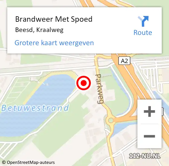 Locatie op kaart van de 112 melding: Brandweer Met Spoed Naar Beesd, Kraalweg op 22 maart 2016 02:34