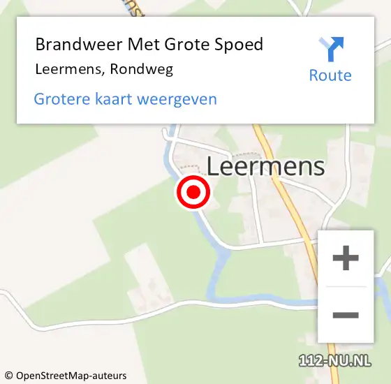 Locatie op kaart van de 112 melding: Brandweer Met Grote Spoed Naar Leermens, Rondweg op 22 maart 2016 03:42