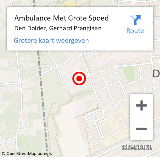 Locatie op kaart van de 112 melding: Ambulance Met Grote Spoed Naar Den Dolder, Gerhard Pranglaan op 22 maart 2016 04:06