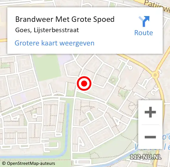 Locatie op kaart van de 112 melding: Brandweer Met Grote Spoed Naar Goes, Lijsterbesstraat op 22 maart 2016 06:02