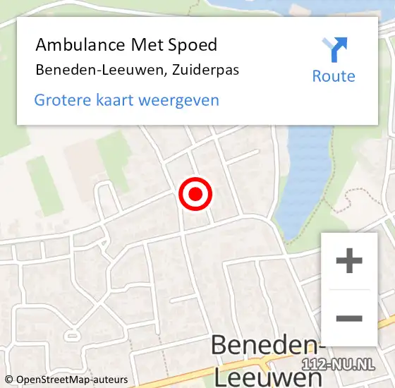 Locatie op kaart van de 112 melding: Ambulance Met Spoed Naar Beneden-Leeuwen, Zuiderpas op 22 maart 2016 06:07