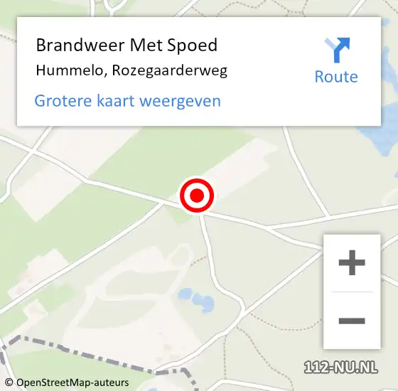 Locatie op kaart van de 112 melding: Brandweer Met Spoed Naar Hummelo, Rozegaarderweg op 9 december 2013 17:00