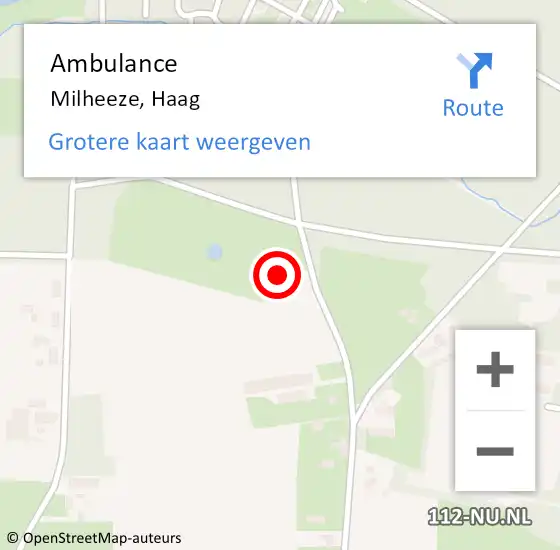 Locatie op kaart van de 112 melding: Ambulance Milheeze, Haag op 22 maart 2016 08:03