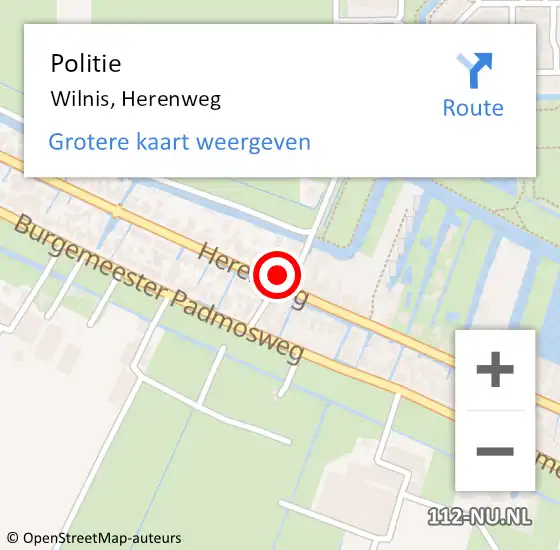 Locatie op kaart van de 112 melding: Politie Wilnis, Herenweg op 22 maart 2016 08:36