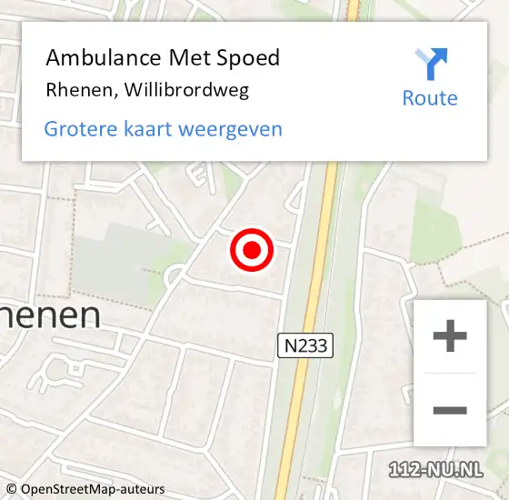 Locatie op kaart van de 112 melding: Ambulance Met Spoed Naar Rhenen, Willibrordweg op 22 maart 2016 08:43