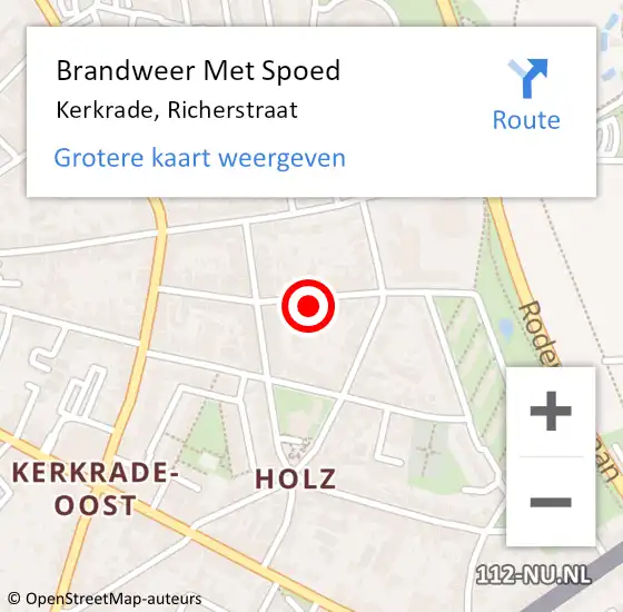 Locatie op kaart van de 112 melding: Brandweer Met Spoed Naar Kerkrade, Richerstraat op 22 maart 2016 08:49