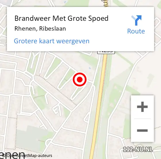 Locatie op kaart van de 112 melding: Brandweer Met Grote Spoed Naar Rhenen, Ribeslaan op 22 maart 2016 09:09