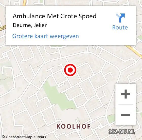 Locatie op kaart van de 112 melding: Ambulance Met Grote Spoed Naar Deurne, Jeker op 22 maart 2016 09:22