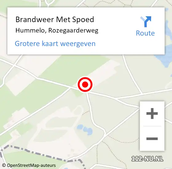 Locatie op kaart van de 112 melding: Brandweer Met Spoed Naar Hummelo, Rozegaarderweg op 9 december 2013 17:16