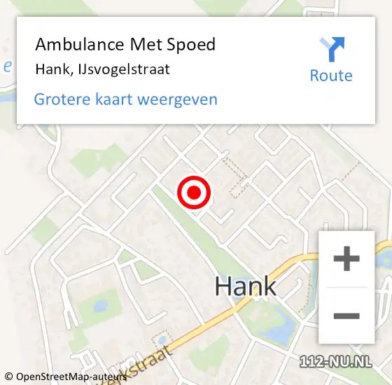 Locatie op kaart van de 112 melding: Ambulance Met Spoed Naar Hank, IJsvogelstraat op 22 maart 2016 10:20
