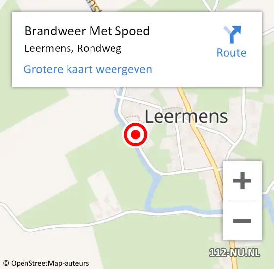 Locatie op kaart van de 112 melding: Brandweer Met Spoed Naar Leermens, Rondweg op 22 maart 2016 10:29