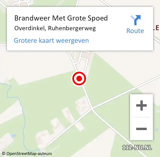 Locatie op kaart van de 112 melding: Brandweer Met Grote Spoed Naar Overdinkel, Ruhenbergerweg op 22 maart 2016 11:12